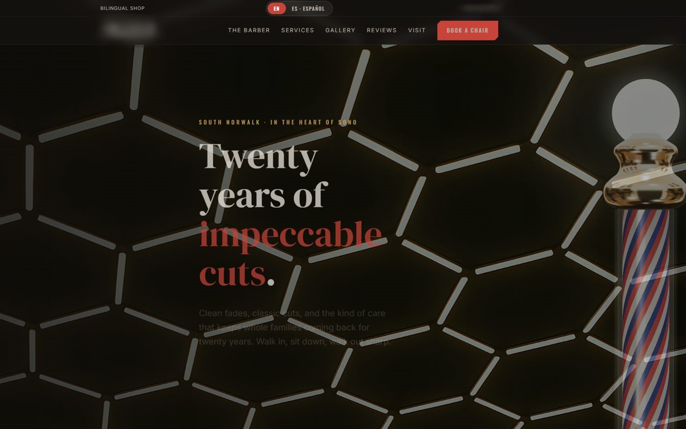 A barbershop website replacing a bare social page